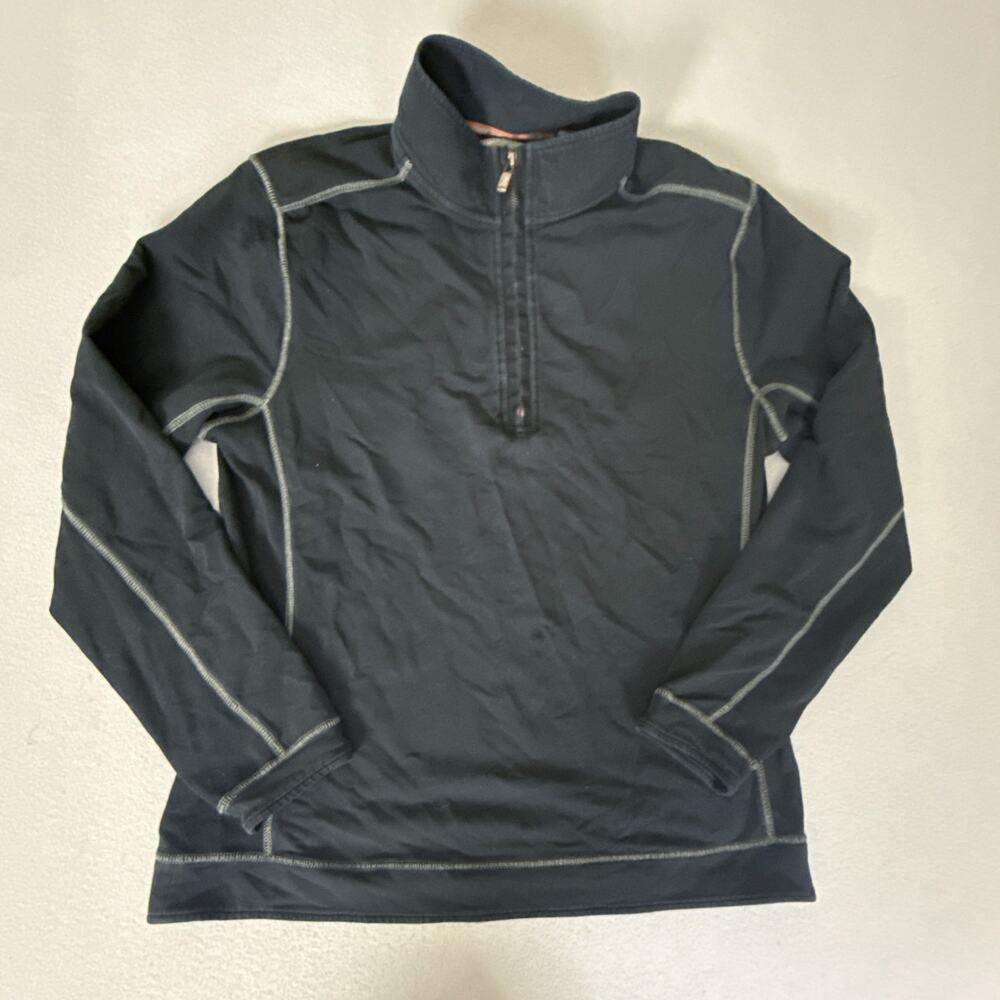 Tommy Bahama Jeans Island Crafted 1/4 Zip Pullover Sweatshirt Black L